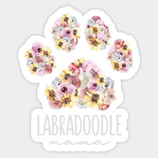 Labradoodle Mama Floral Paw Dog Mom Sticker